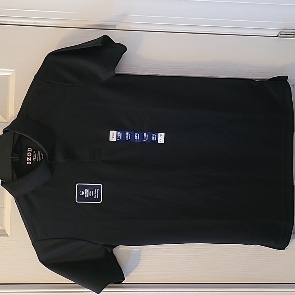 IZOD BOYS BLACK SHORT SLEEVE POLO SHIRT SIZE LARGE 14/16